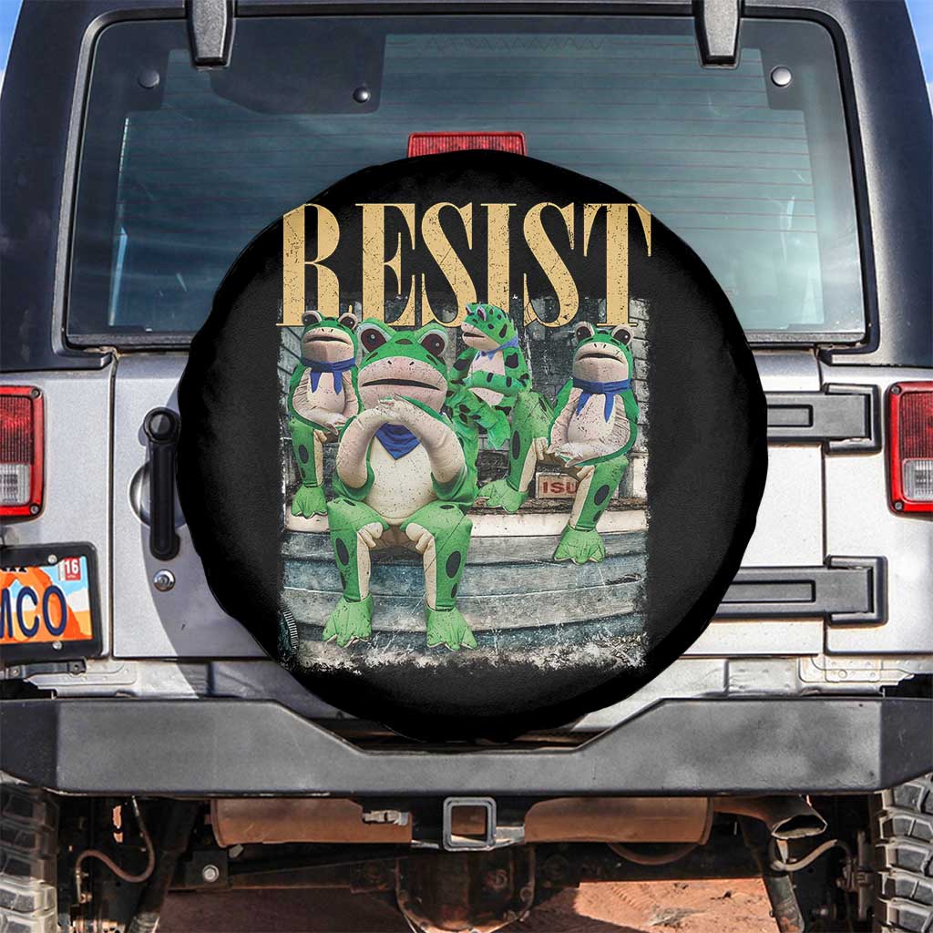Portland Frog Resist Protest Spare Tire Cover 80s Frogs Deportation Resistance TS10 No hole Black Print Your Wear