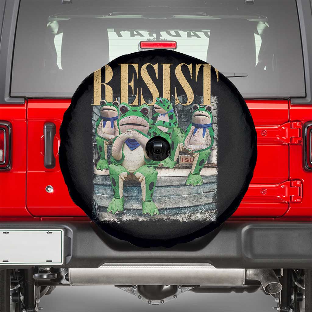 Portland Frog Resist Protest Spare Tire Cover 80s Frogs Deportation Resistance TS10 Black Print Your Wear