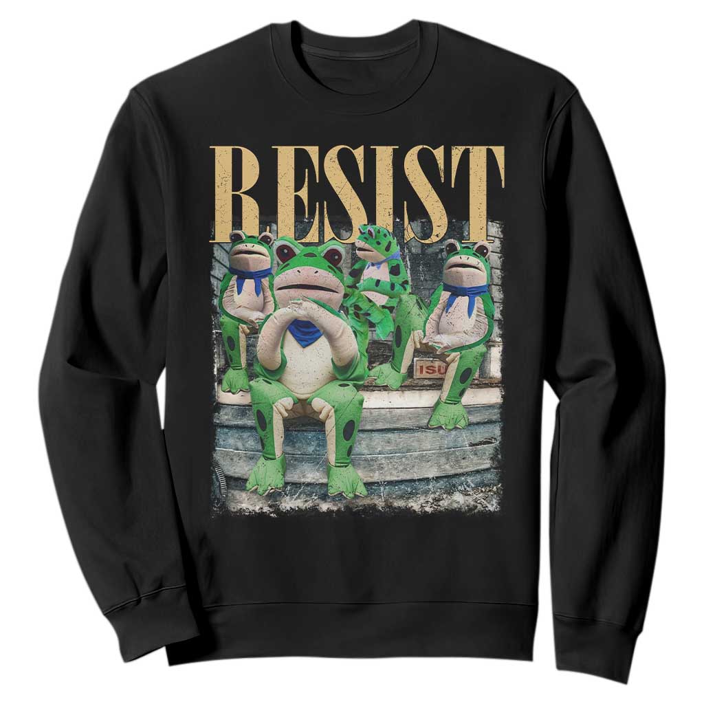 Portland Frog Resist Protest Sweatshirt 80s Frogs Deportation Resistance TS10 Black Print Your Wear