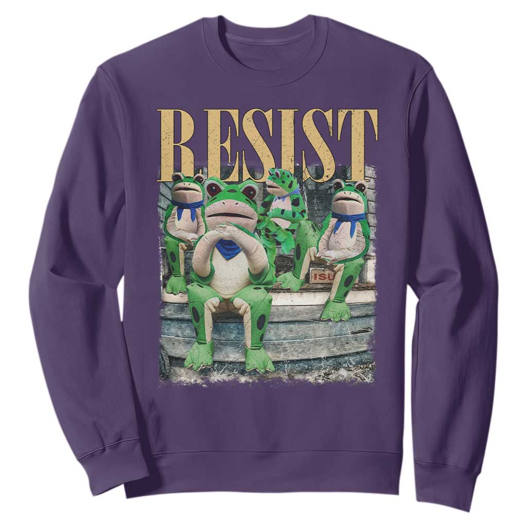 Portland Frog Resist Protest Sweatshirt 80s Frogs Deportation Resistance TS10 Purple Print Your Wear
