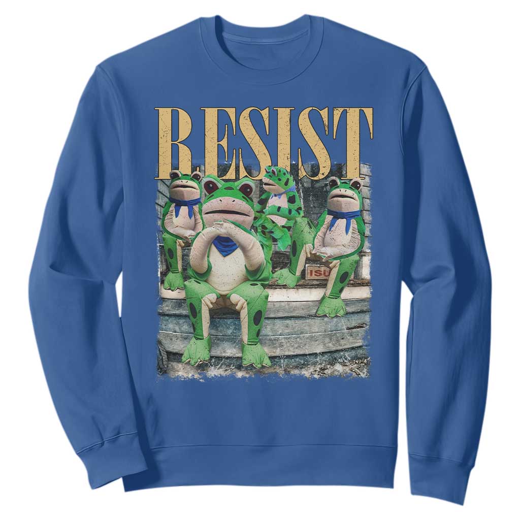 Portland Frog Resist Protest Sweatshirt 80s Frogs Deportation Resistance TS10 Royal Blue Print Your Wear