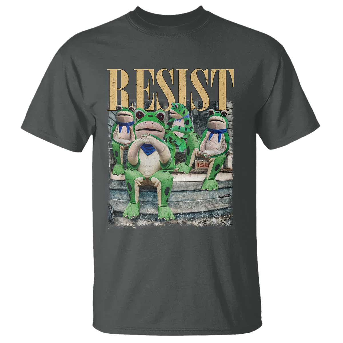 Portland Frog Resist Protest T Shirt 80s Frogs Deportation Resistance TS10 Dark Heather Print Your Wear