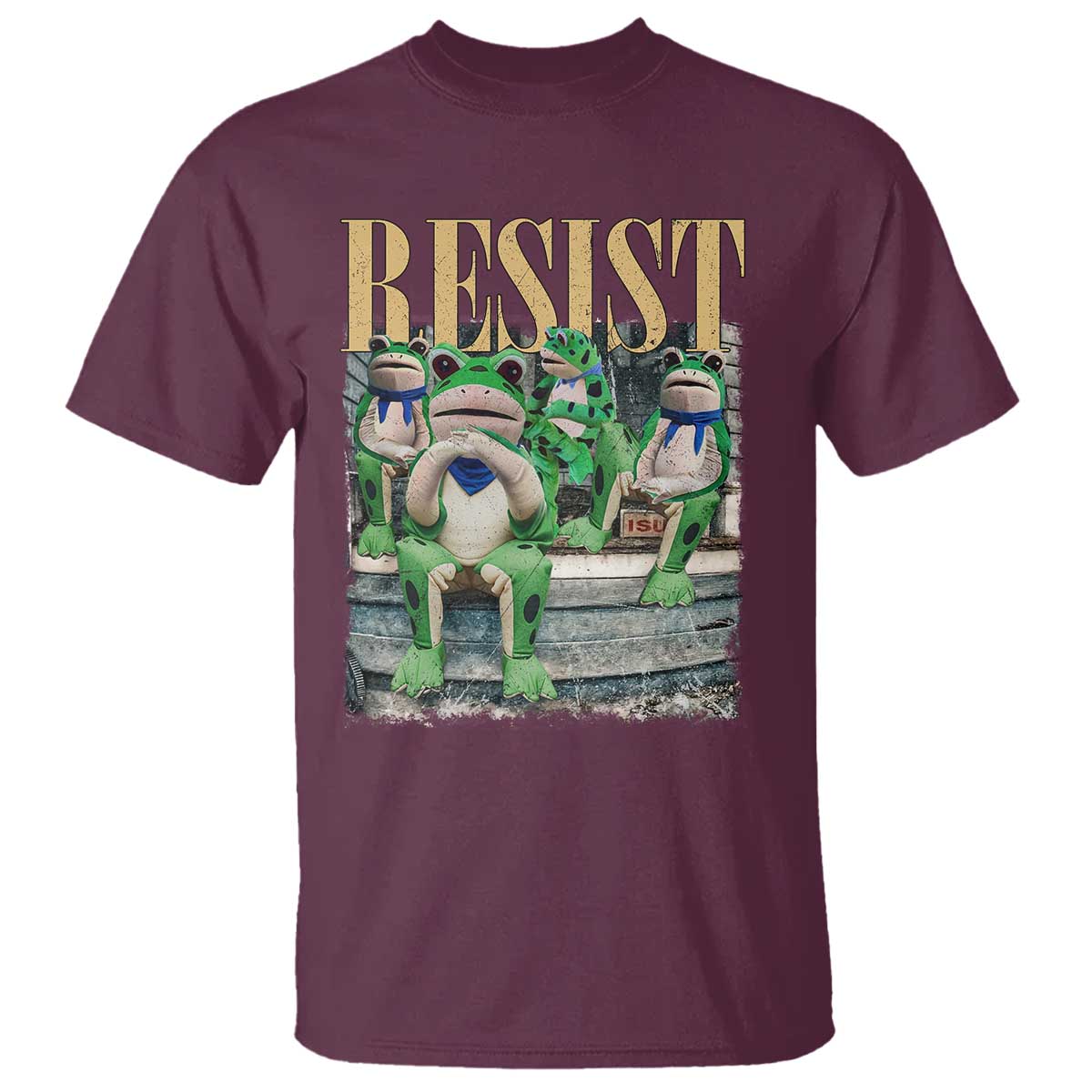 Portland Frog Resist Protest T Shirt 80s Frogs Deportation Resistance TS10 Maroon Print Your Wear