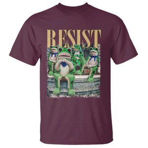 Portland Frog Resist Protest T Shirt 80s Frogs Deportation Resistance TS10 Maroon Print Your Wear