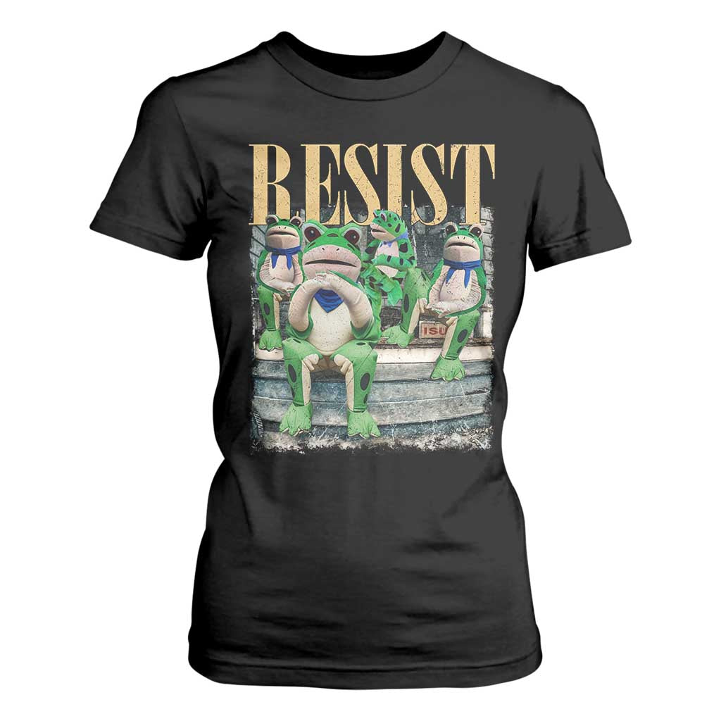 Portland Frog Resist Protest T Shirt For Women 80s Frogs Deportation Resistance TS10 Black Print Your Wear