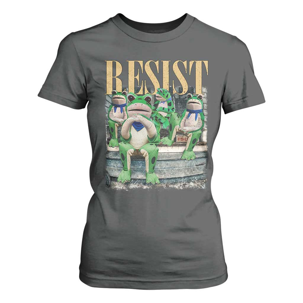 Portland Frog Resist Protest T Shirt For Women 80s Frogs Deportation Resistance TS10 Dark Heather Print Your Wear