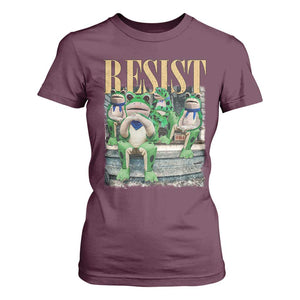 Portland Frog Resist Protest T Shirt For Women 80s Frogs Deportation Resistance TS10 Maroon Print Your Wear
