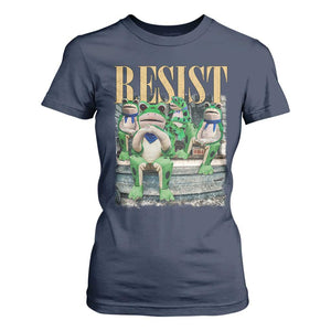 Portland Frog Resist Protest T Shirt For Women 80s Frogs Deportation Resistance TS10 Navy Print Your Wear