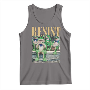 Portland Frog Resist Protest Tank Top 80s Frogs Deportation Resistance TS10 Deep Heather Print Your Wear