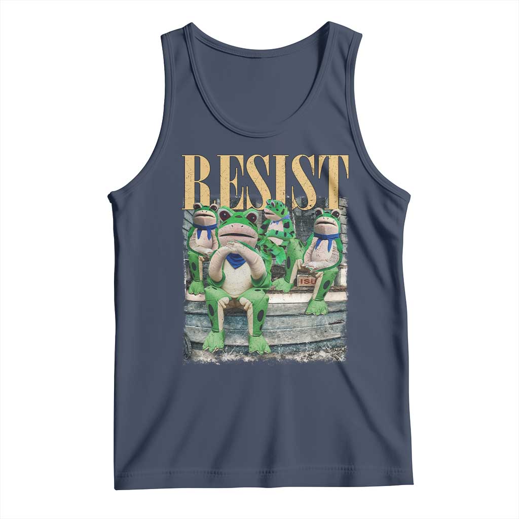 Portland Frog Resist Protest Tank Top 80s Frogs Deportation Resistance TS10 Navy Print Your Wear