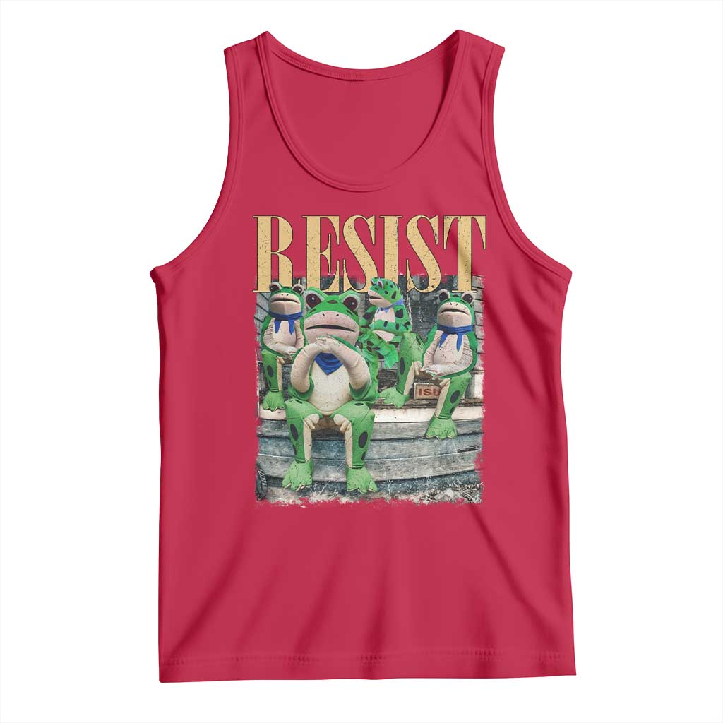 Portland Frog Resist Protest Tank Top 80s Frogs Deportation Resistance TS10 Red Print Your Wear