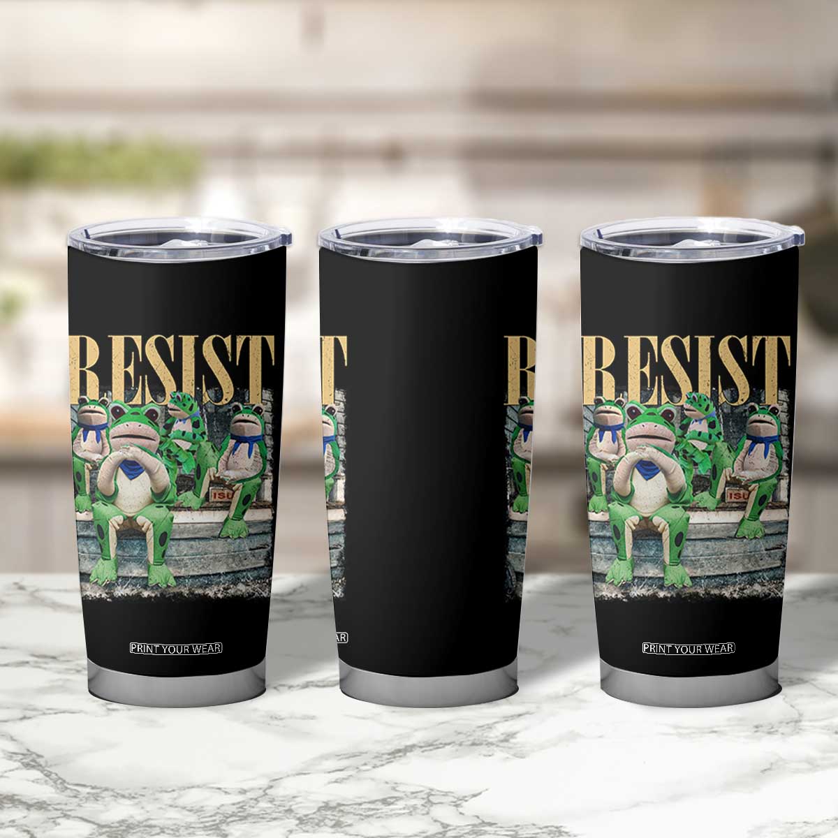 Portland Frog Resist Protest Tumbler Cup 80s Frogs Deportation Resistance TS10 Print Your Wear
