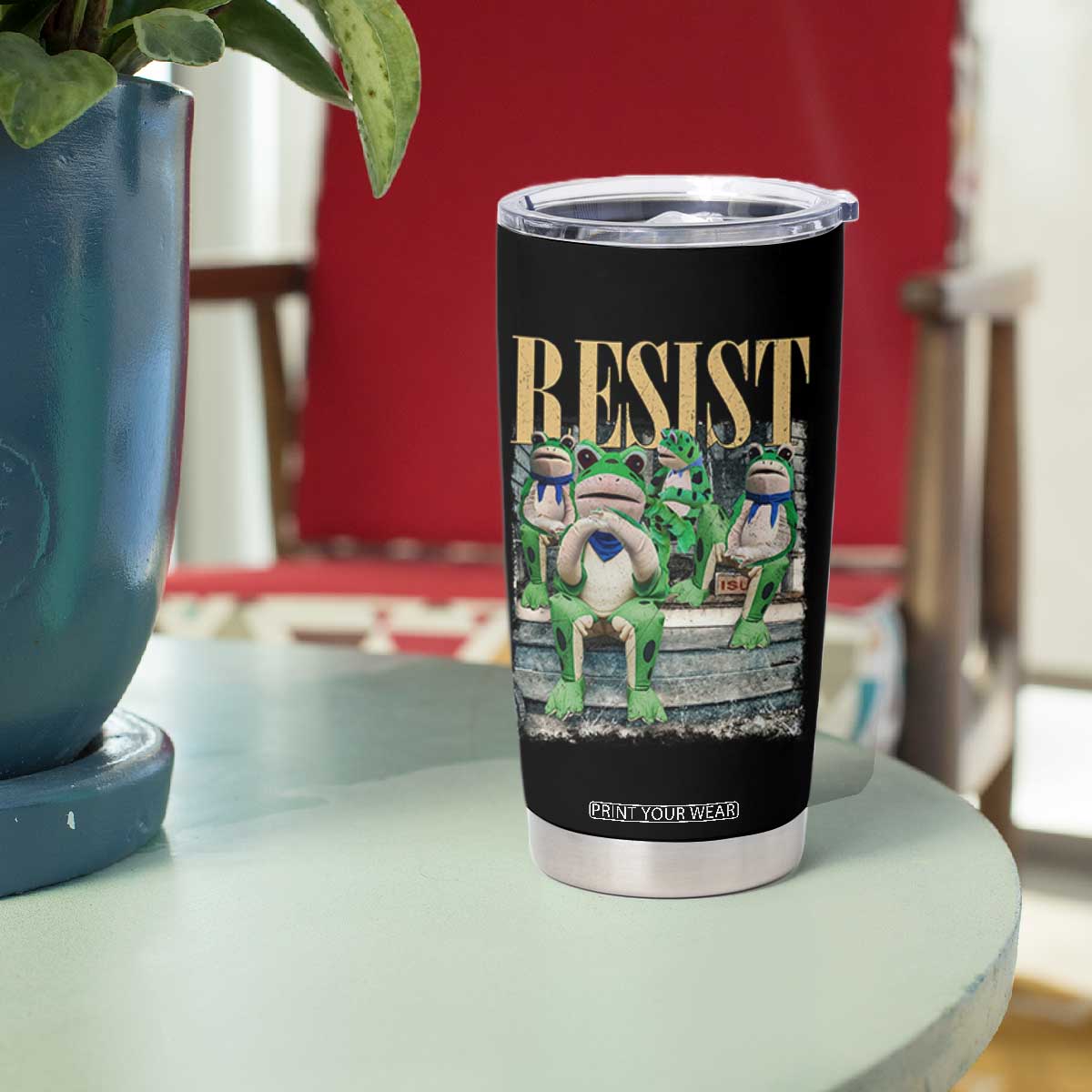 Portland Frog Resist Protest Tumbler Cup 80s Frogs Deportation Resistance TS10 Print Your Wear