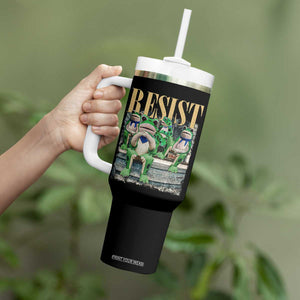 Portland Frog Resist Protest Tumbler With Handle 80s Frogs Deportation Resistance TS10 Print Your Wear