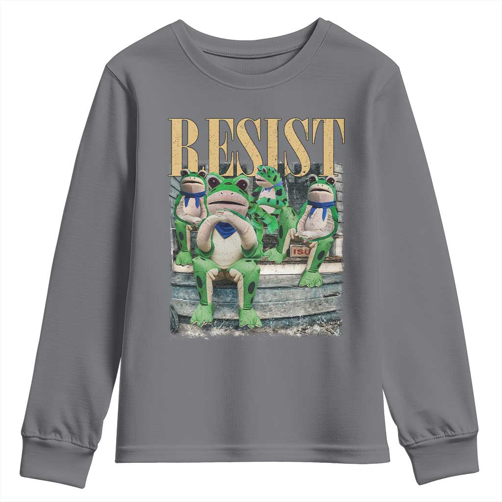 Portland Frog Resist Protest Youth Sweatshirt 80s Frogs Deportation Resistance TS10 Charcoal Print Your Wear