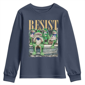 Portland Frog Resist Protest Youth Sweatshirt 80s Frogs Deportation Resistance TS10 Navy Print Your Wear