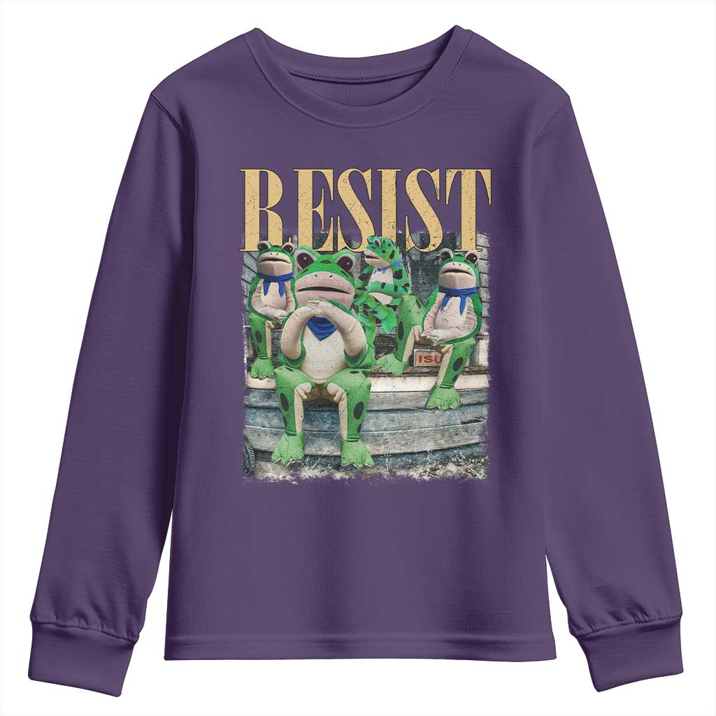 Portland Frog Resist Protest Youth Sweatshirt 80s Frogs Deportation Resistance TS10 Purple Print Your Wear