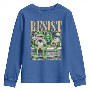 Portland Frog Resist Protest Youth Sweatshirt 80s Frogs Deportation Resistance TS10 Royal Blue Print Your Wear