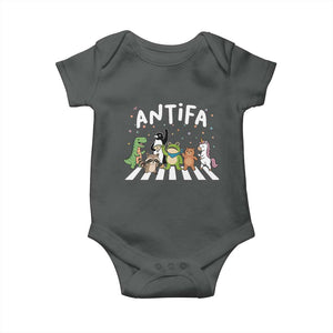 Resist Frog Protest Baby Onesie Antifa Inflatable Costume Portland Frog Political Satire TS10 Dark Heather Print Your Wear