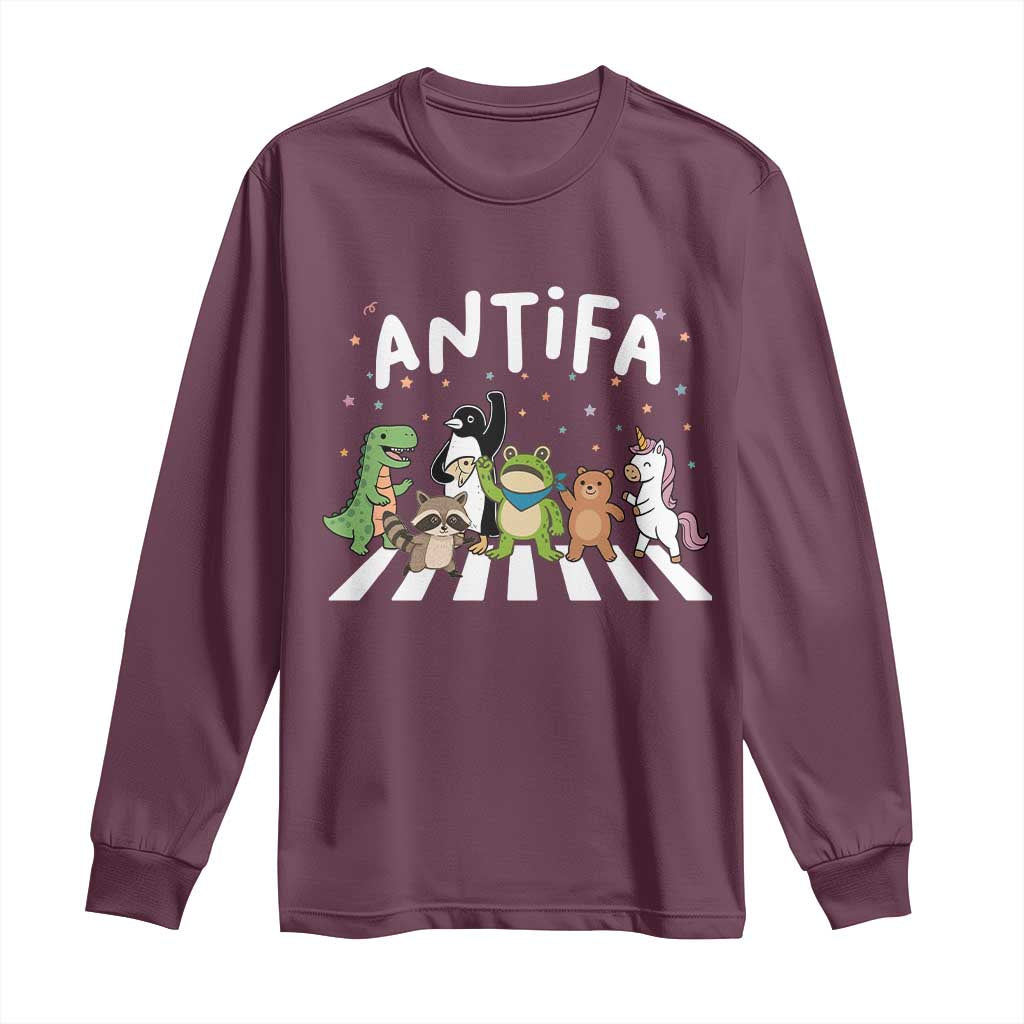 Resist Frog Protest Long Sleeve Shirt Antifa Inflatable Costume Portland Frog Political Satire TS10 Maroon Print Your Wear