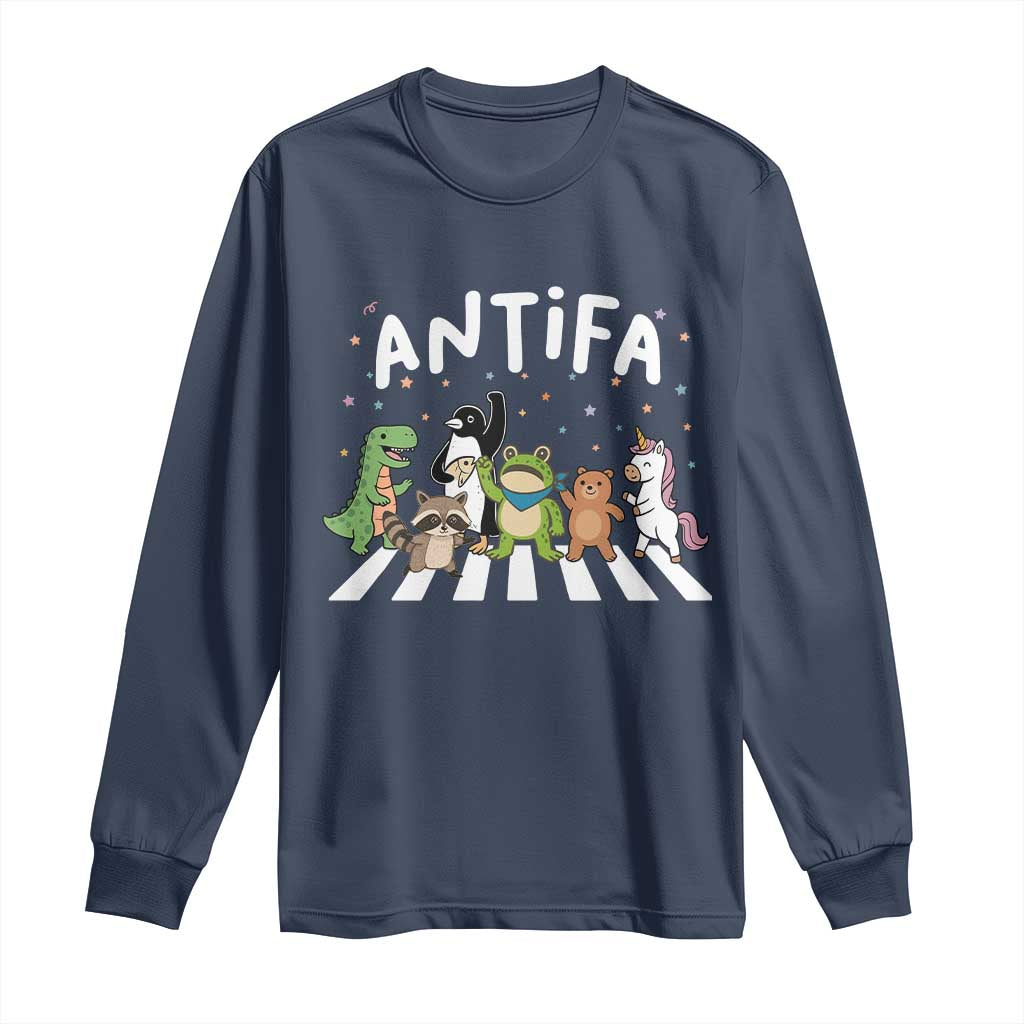 Resist Frog Protest Long Sleeve Shirt Antifa Inflatable Costume Portland Frog Political Satire TS10 Navy Print Your Wear