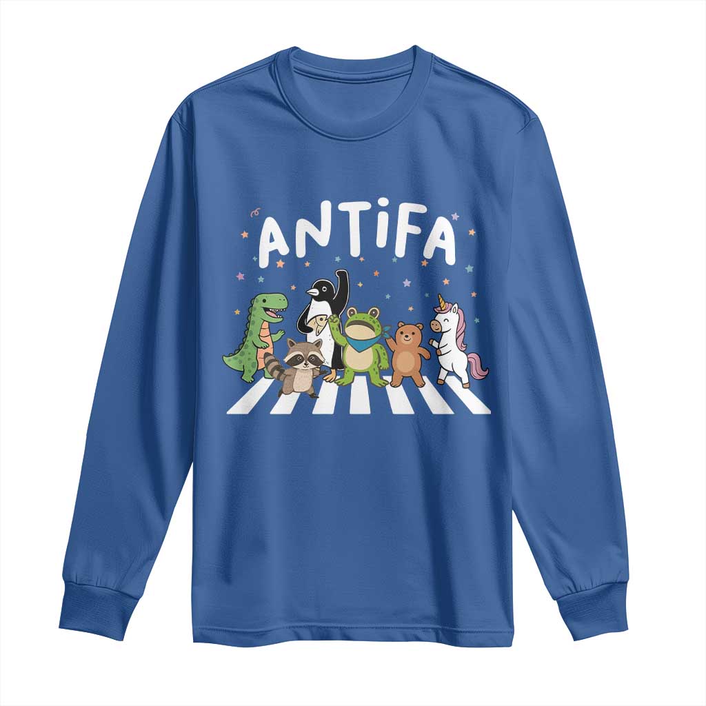 Resist Frog Protest Long Sleeve Shirt Antifa Inflatable Costume Portland Frog Political Satire TS10 Royal Blue Print Your Wear
