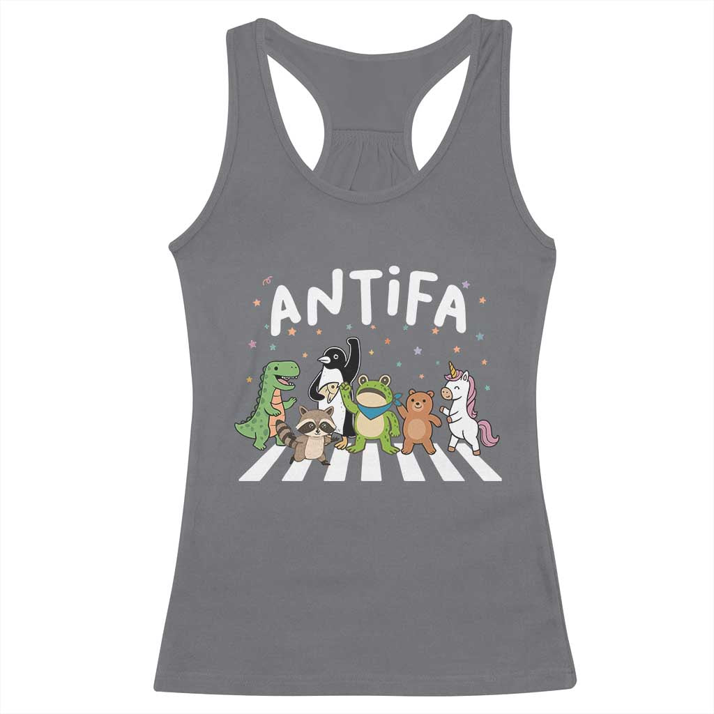 Resist Frog Protest Racerback Tank Top Antifa Inflatable Costume Portland Frog Political Satire TS10 Charcoal Print Your Wear