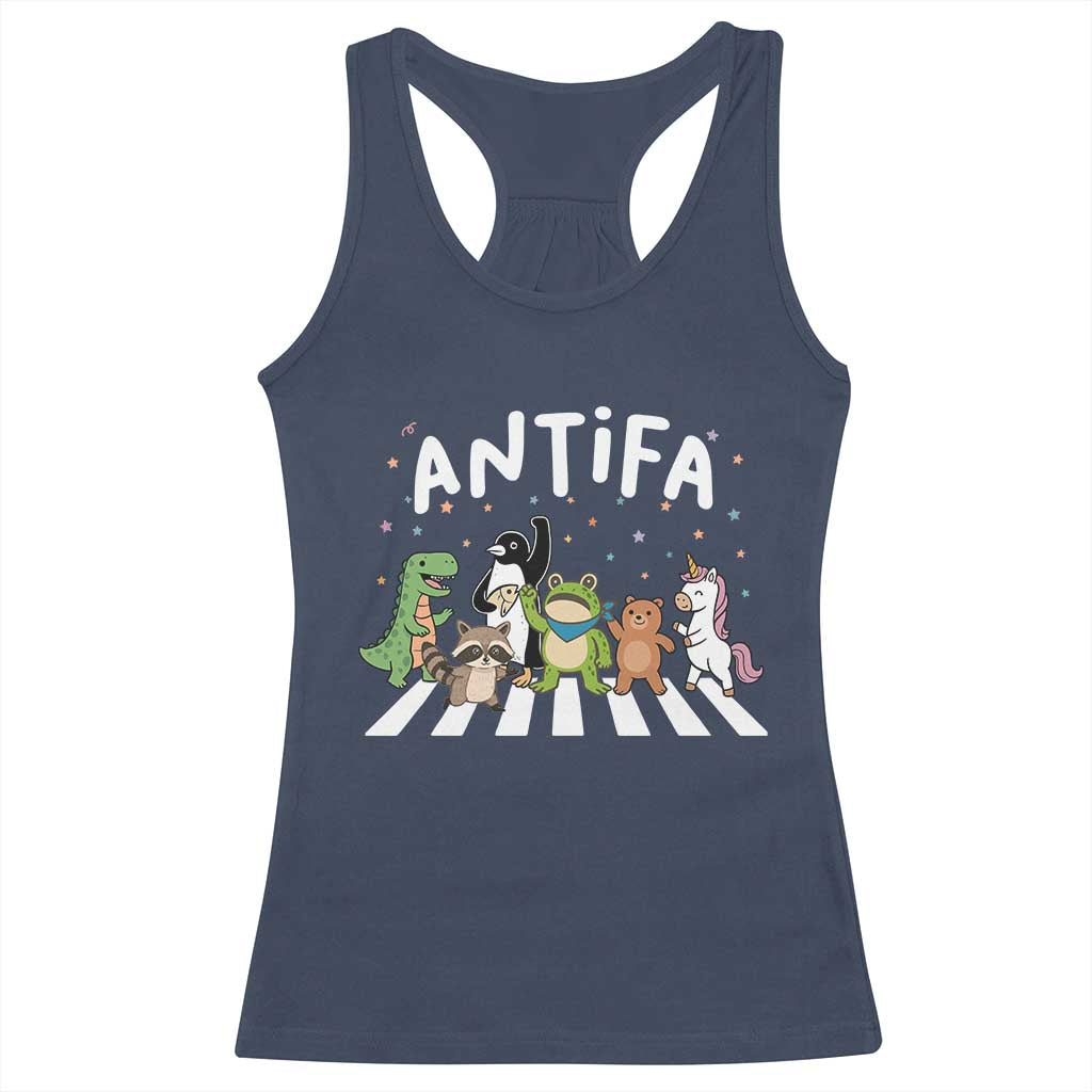 Resist Frog Protest Racerback Tank Top Antifa Inflatable Costume Portland Frog Political Satire TS10 Navy Print Your Wear