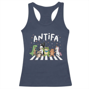 Resist Frog Protest Racerback Tank Top Antifa Inflatable Costume Portland Frog Political Satire TS10 Navy Print Your Wear