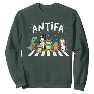 Resist Frog Protest Sweatshirt Antifa Inflatable Costume Portland Frog Political Satire TS10 Dark Forest Green Print Your Wear