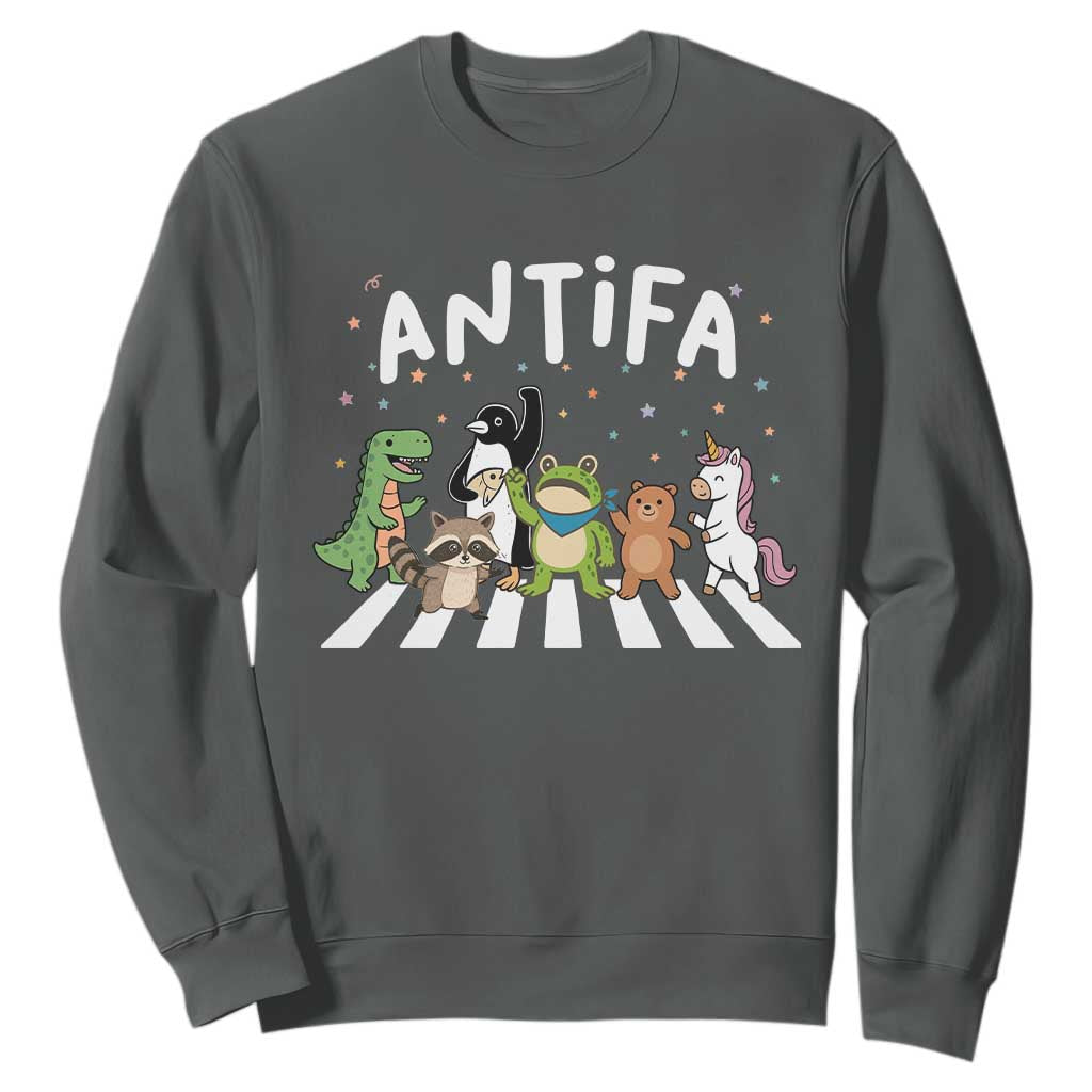 Resist Frog Protest Sweatshirt Antifa Inflatable Costume Portland Frog Political Satire TS10 Dark Heather Print Your Wear