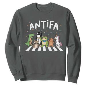 Resist Frog Protest Sweatshirt Antifa Inflatable Costume Portland Frog Political Satire TS10 Dark Heather Print Your Wear