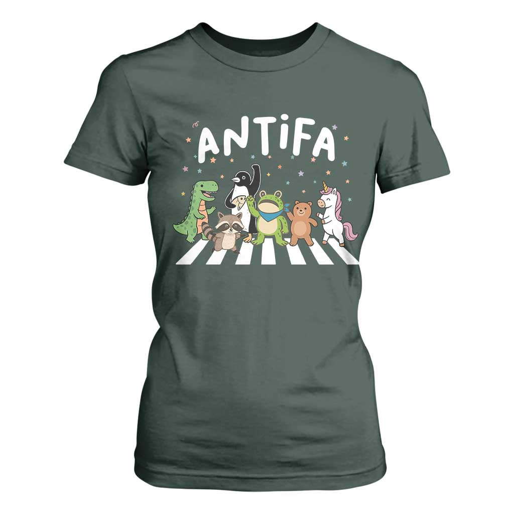 Resist Frog Protest T Shirt For Women Antifa Inflatable Costume Portland Frog Political Satire TS10 Dark Forest Green Print Your Wear