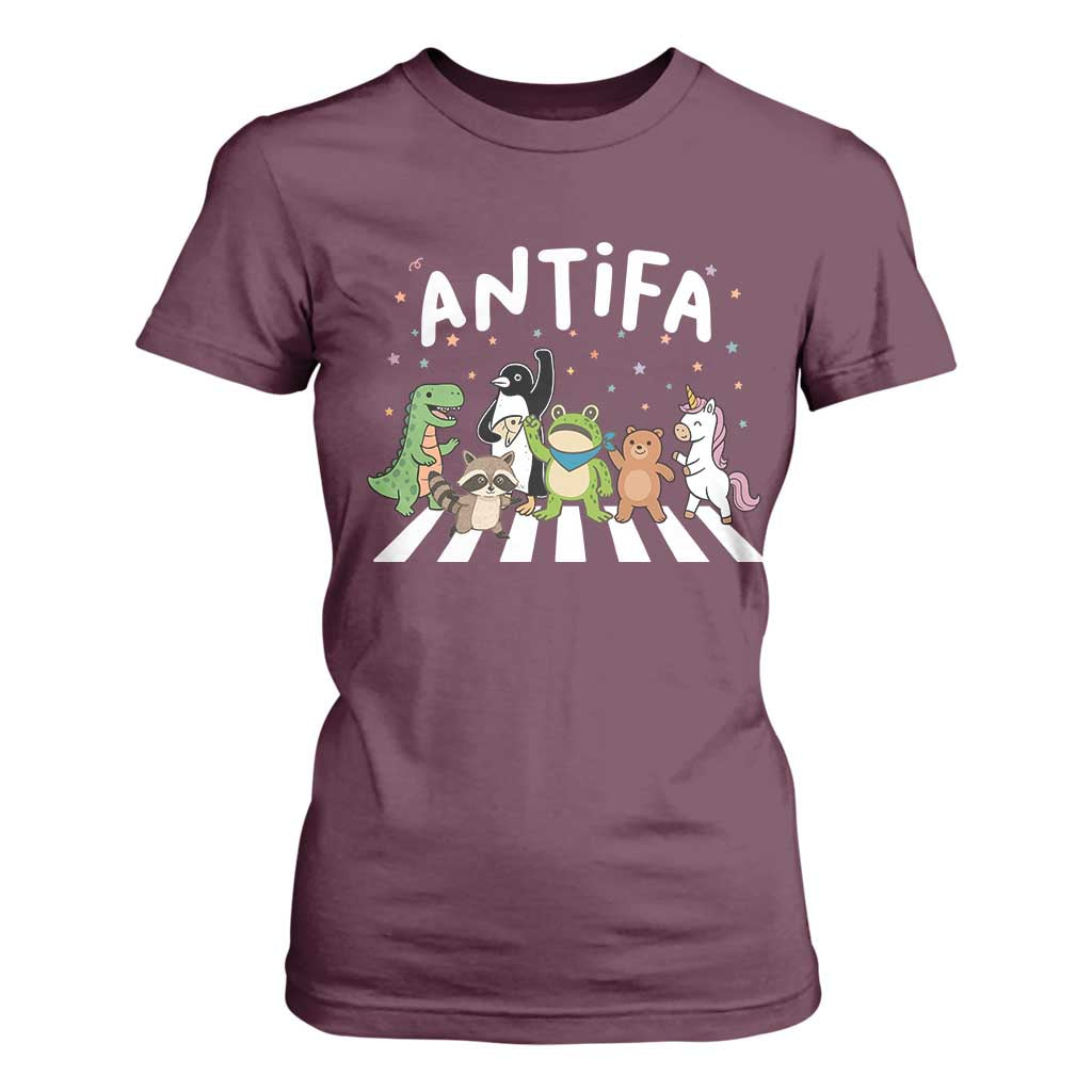 Resist Frog Protest T Shirt For Women Antifa Inflatable Costume Portland Frog Political Satire TS10 Maroon Print Your Wear