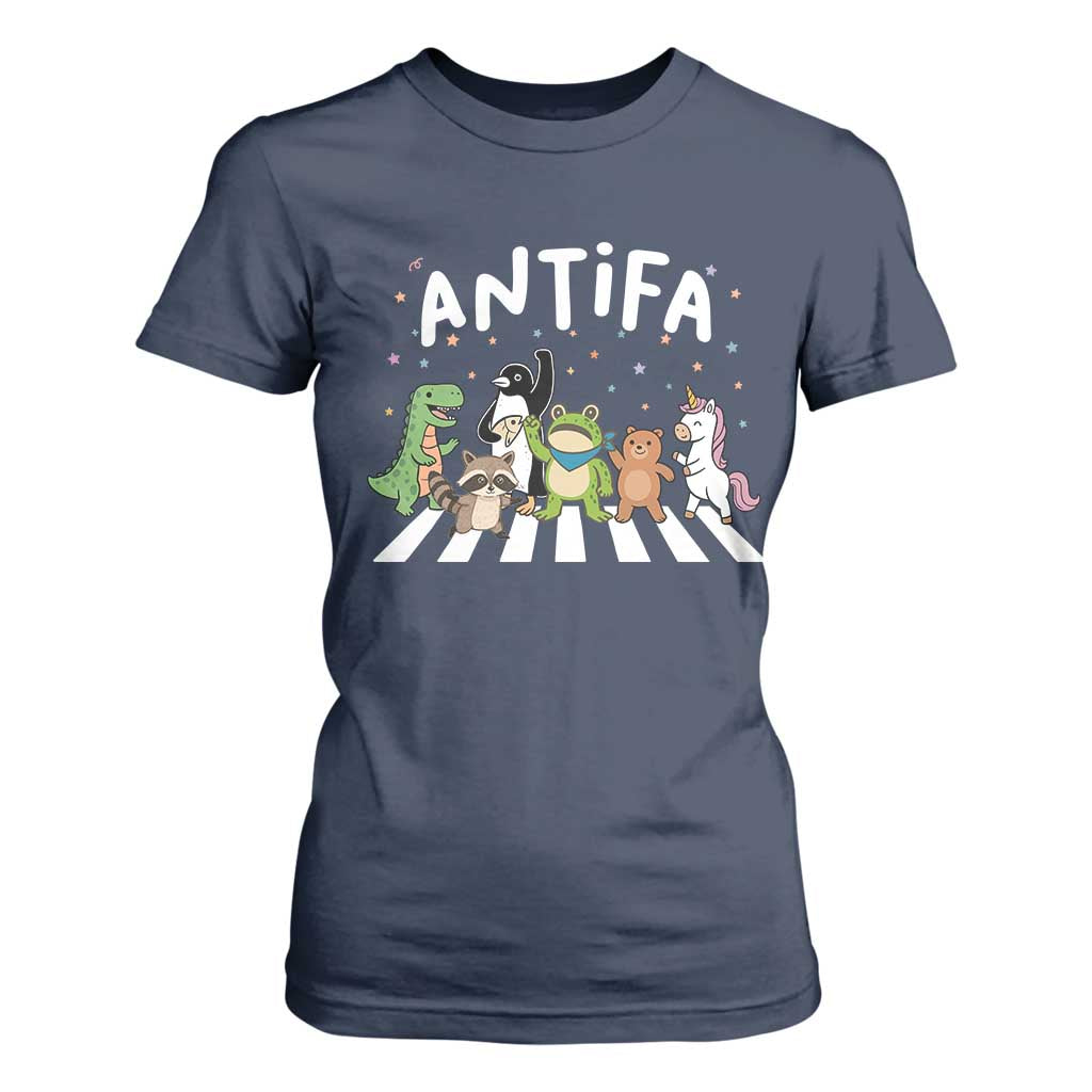 Resist Frog Protest T Shirt For Women Antifa Inflatable Costume Portland Frog Political Satire TS10 Navy Print Your Wear