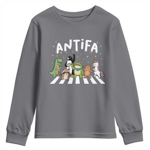 Resist Frog Protest Youth Sweatshirt Antifa Inflatable Costume Portland Frog Political Satire TS10 Charcoal Print Your Wear