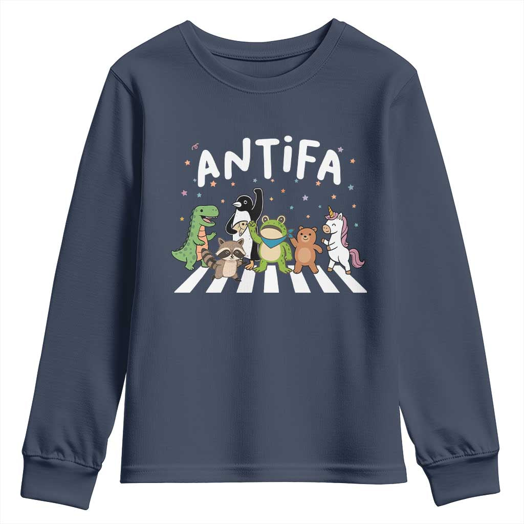 Resist Frog Protest Youth Sweatshirt Antifa Inflatable Costume Portland Frog Political Satire TS10 Navy Print Your Wear