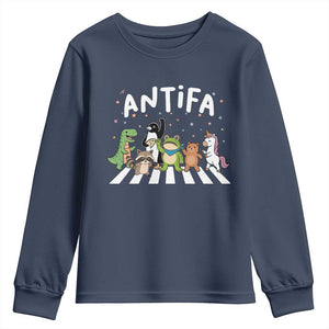 Resist Frog Protest Youth Sweatshirt Antifa Inflatable Costume Portland Frog Political Satire TS10 Navy Print Your Wear