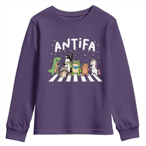 Resist Frog Protest Youth Sweatshirt Antifa Inflatable Costume Portland Frog Political Satire TS10 Purple Print Your Wear