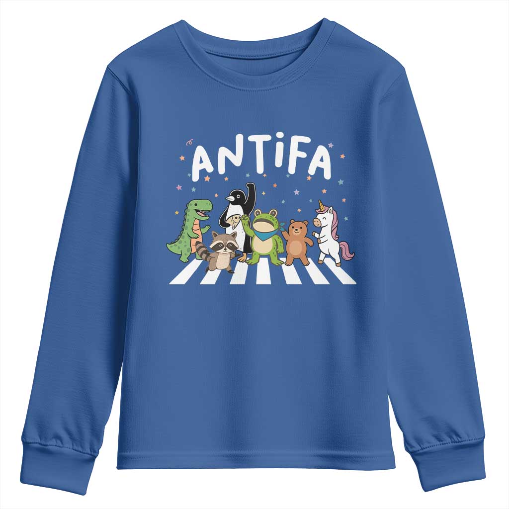Resist Frog Protest Youth Sweatshirt Antifa Inflatable Costume Portland Frog Political Satire TS10 Royal Blue Print Your Wear