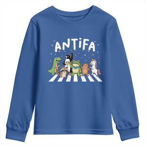 Resist Frog Protest Youth Sweatshirt Antifa Inflatable Costume Portland Frog Political Satire TS10 Royal Blue Print Your Wear