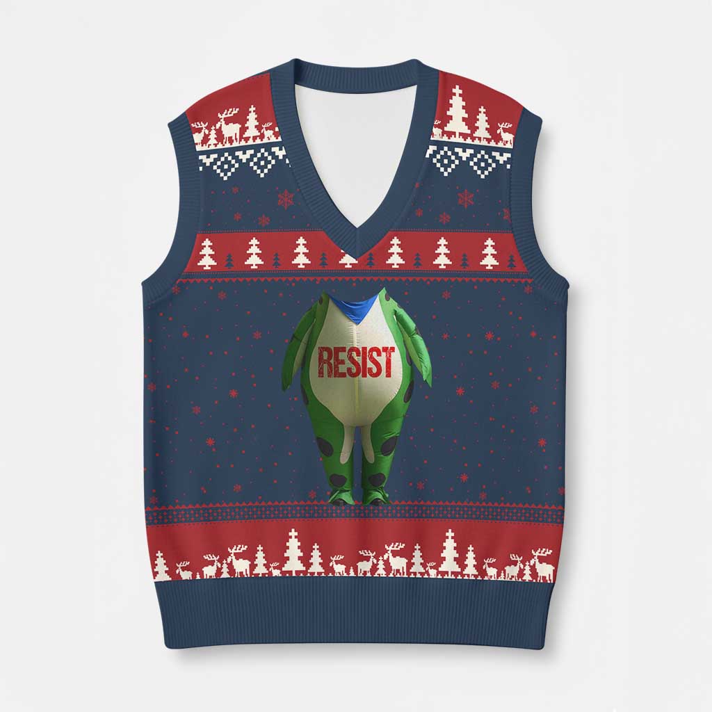 Portland Frog V-Neck Knit Sweater Vest Funny Political Costume Protest Resist TS10 Navy Red Print Your Wear