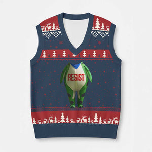 Portland Frog V-Neck Knit Sweater Vest Funny Political Costume Protest Resist - Print Your Wear