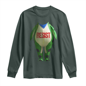Portland Frog Long Sleeve Shirt Funny Political Costume Protest Resist TS10 Dark Forest Green Print Your Wear