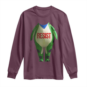 Portland Frog Long Sleeve Shirt Funny Political Costume Protest Resist TS10 Maroon Print Your Wear