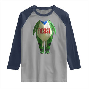 Portland Frog Raglan Shirt Funny Political Costume Protest Resist TS10 Sport Gray Navy Print Your Wear