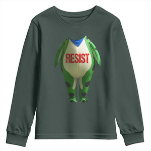 Portland Frog Youth Sweatshirt Funny Political Costume Protest Resist TS10 Dark Forest Green Print Your Wear