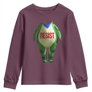 Portland Frog Youth Sweatshirt Funny Political Costume Protest Resist TS10 Maroon Print Your Wear