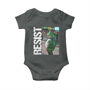 Portland Frog Protest Baby Onesie Vintage Activist Resistance TS10 Dark Heather Print Your Wear