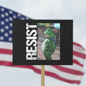 Portland Frog Protest Protest Sign Vintage Activist Resistance TS10 Horizontal 18" × 24" Black Print Your Wear
